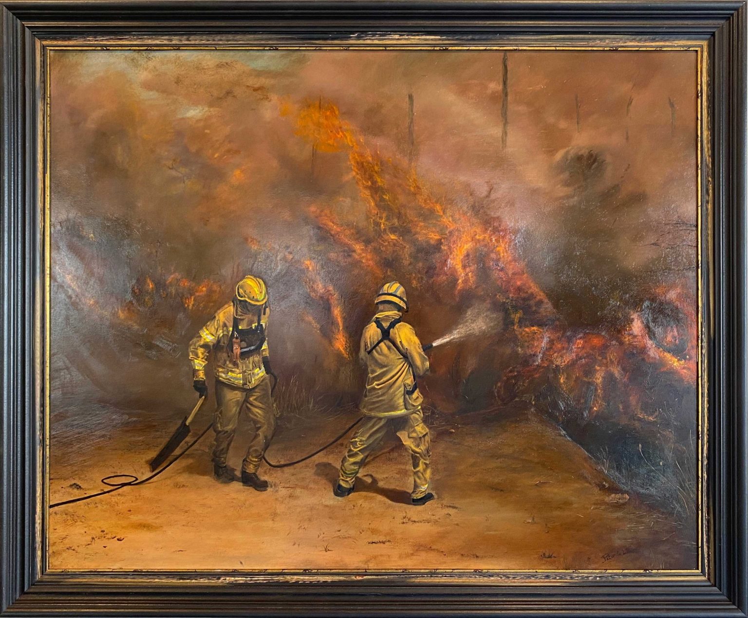 Brand: olieverf op paneel 80×70